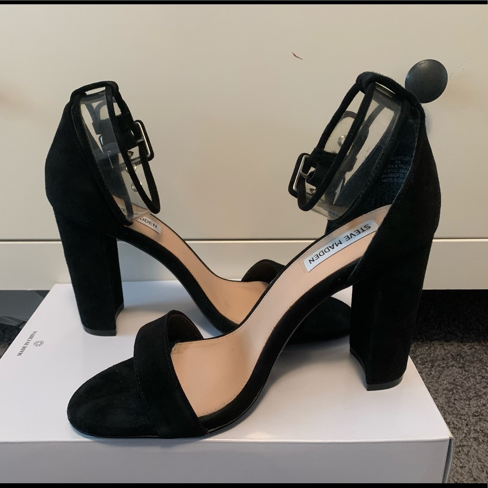 Steve Madden Suede Heels Clear Strap